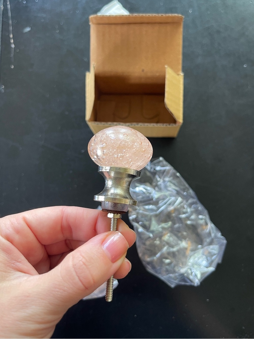 Anthropologie Bubbled Glass Pink Knobs